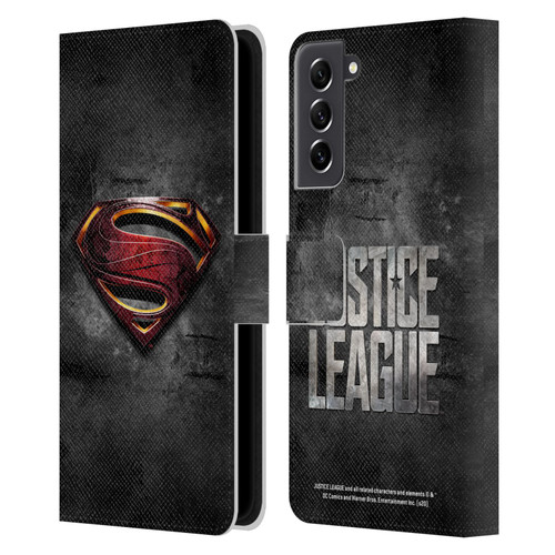 Justice League Movie Superman Logo Art Man Of Steel Leather Book Wallet Case Cover For Samsung Galaxy S21 FE 5G