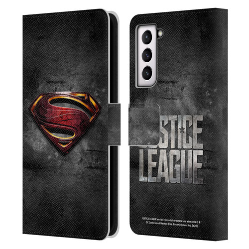 Justice League Movie Superman Logo Art Man Of Steel Leather Book Wallet Case Cover For Samsung Galaxy S21 5G