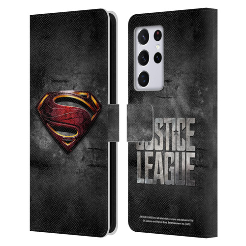 Justice League Movie Superman Logo Art Man Of Steel Leather Book Wallet Case Cover For Samsung Galaxy S21 Ultra 5G