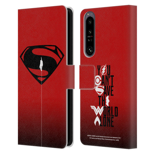 Justice League Movie Superman Logo Art Red And Black Flight Leather Book Wallet Case Cover For Sony Xperia 1 IV