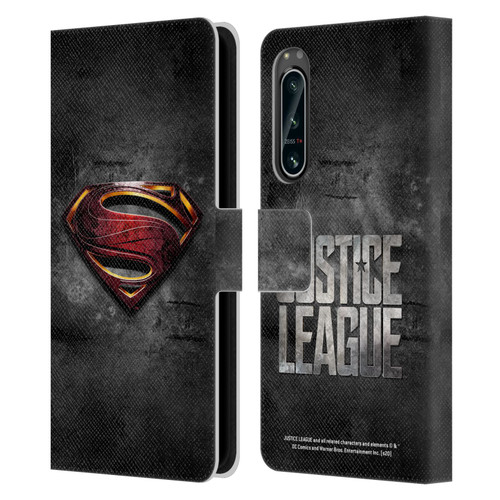 Justice League Movie Superman Logo Art Man Of Steel Leather Book Wallet Case Cover For Sony Xperia 5 IV