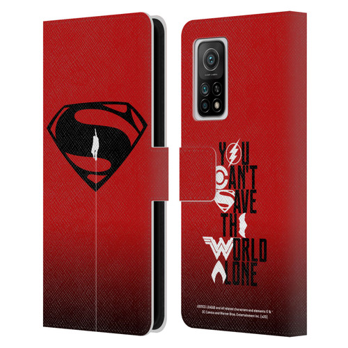 Justice League Movie Superman Logo Art Red And Black Flight Leather Book Wallet Case Cover For Xiaomi Mi 10T 5G
