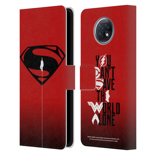 Justice League Movie Superman Logo Art Red And Black Flight Leather Book Wallet Case Cover For Xiaomi Redmi Note 9T 5G