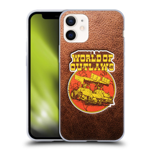 World of Outlaws Western Graphics Sprint Car Leather Print Soft Gel Case for Apple iPhone 12 Mini
