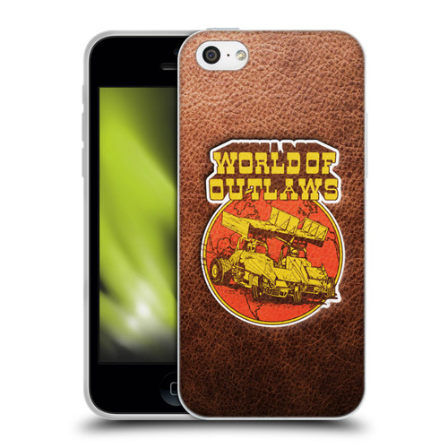 World of Outlaws Western Graphics Sprint Car Leather Print Soft Gel Case for Apple iPhone 5c