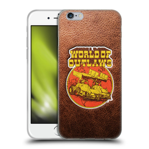 World of Outlaws Western Graphics Sprint Car Leather Print Soft Gel Case for Apple iPhone 6 / iPhone 6s