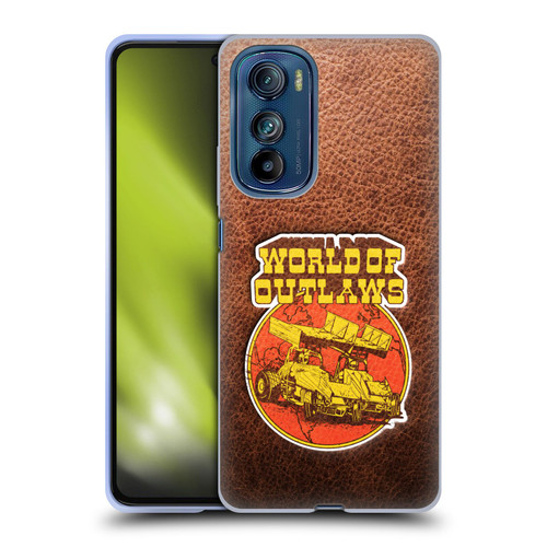World of Outlaws Western Graphics Sprint Car Leather Print Soft Gel Case for Motorola Edge 30