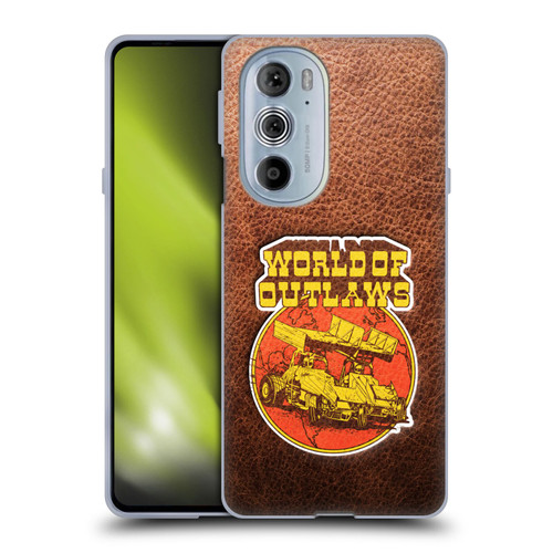 World of Outlaws Western Graphics Sprint Car Leather Print Soft Gel Case for Motorola Edge X30