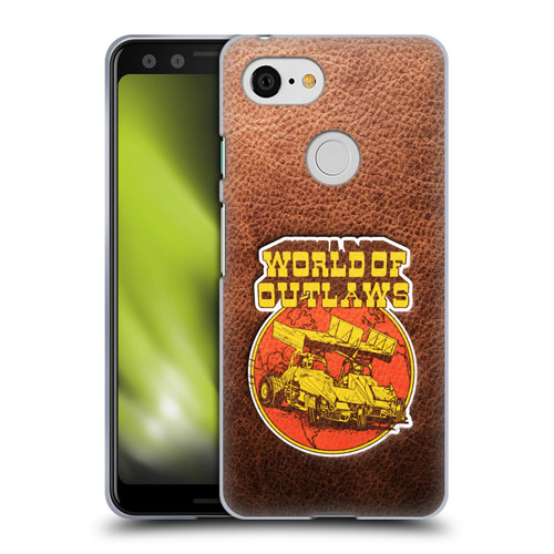 World of Outlaws Western Graphics Sprint Car Leather Print Soft Gel Case for Google Pixel 3