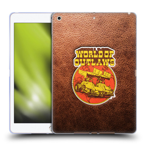 World of Outlaws Western Graphics Sprint Car Leather Print Soft Gel Case for Apple iPad 10.2 2019/2020/2021