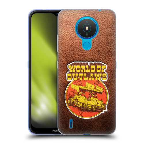 World of Outlaws Western Graphics Sprint Car Leather Print Soft Gel Case for Nokia 1.4