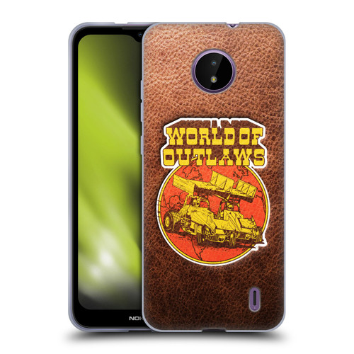 World of Outlaws Western Graphics Sprint Car Leather Print Soft Gel Case for Nokia C10 / C20