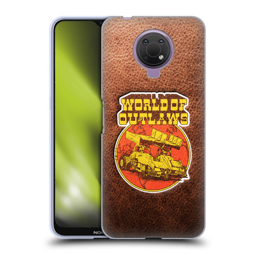 World of Outlaws Western Graphics Sprint Car Leather Print Soft Gel Case for Nokia G10