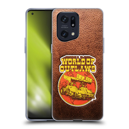 World of Outlaws Western Graphics Sprint Car Leather Print Soft Gel Case for OPPO Find X5 Pro