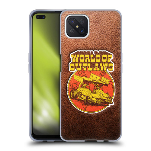 World of Outlaws Western Graphics Sprint Car Leather Print Soft Gel Case for OPPO Reno4 Z 5G