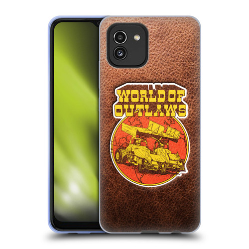 World of Outlaws Western Graphics Sprint Car Leather Print Soft Gel Case for Samsung Galaxy A03 (2021)