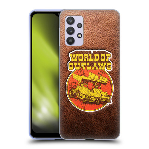 World of Outlaws Western Graphics Sprint Car Leather Print Soft Gel Case for Samsung Galaxy A32 5G / M32 5G (2021)