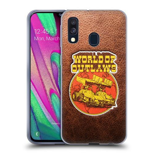 World of Outlaws Western Graphics Sprint Car Leather Print Soft Gel Case for Samsung Galaxy A40 (2019)