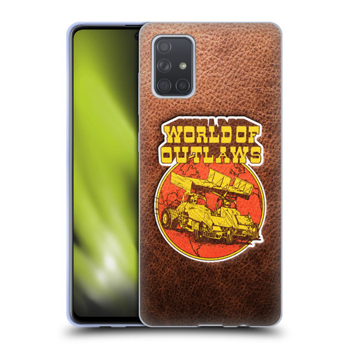 World of Outlaws Western Graphics Sprint Car Leather Print Soft Gel Case for Samsung Galaxy A71 (2019)