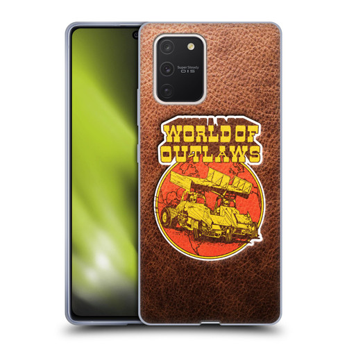 World of Outlaws Western Graphics Sprint Car Leather Print Soft Gel Case for Samsung Galaxy S10 Lite