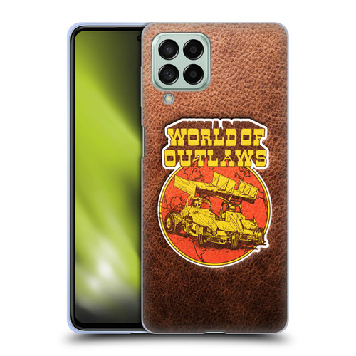World of Outlaws Western Graphics Sprint Car Leather Print Soft Gel Case for Samsung Galaxy M53 (2022)