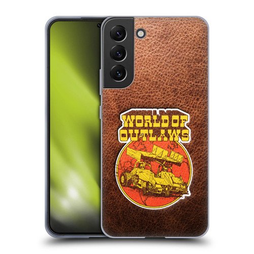 World of Outlaws Western Graphics Sprint Car Leather Print Soft Gel Case for Samsung Galaxy S22+ 5G