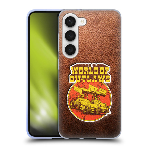 World of Outlaws Western Graphics Sprint Car Leather Print Soft Gel Case for Samsung Galaxy S23 5G