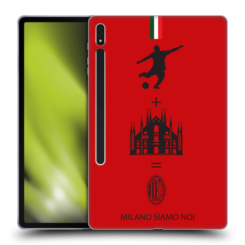AC Milan Crest Patterns Red Soft Gel Case for Samsung Galaxy Tab S8 Plus