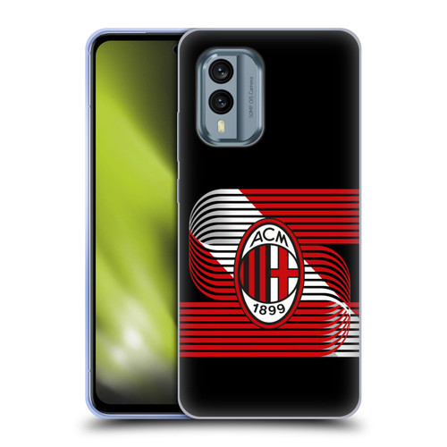AC Milan Crest Patterns Diagonal Soft Gel Case for Nokia X30