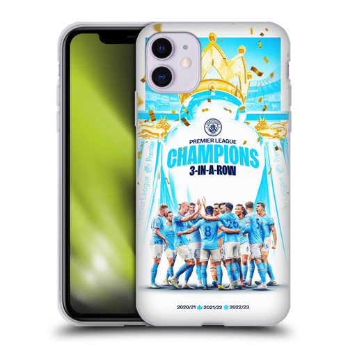 Manchester City Man City FC 2023 Champions Team Poster Soft Gel Case for Apple iPhone 11