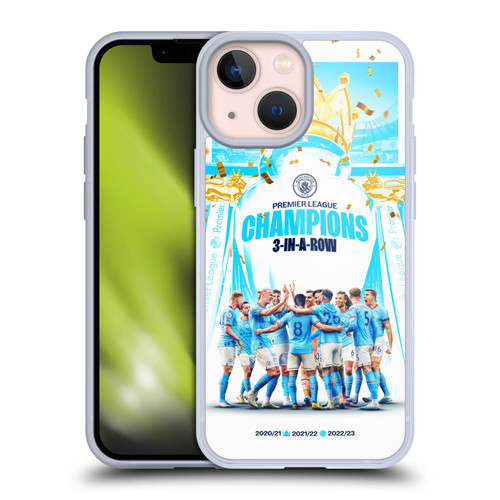 Manchester City Man City FC 2023 Champions Team Poster Soft Gel Case for Apple iPhone 13 Mini