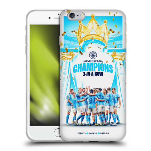Manchester City Man City FC 2023 Champions Team Poster Soft Gel Case for Apple iPhone 6 Plus / iPhone 6s Plus