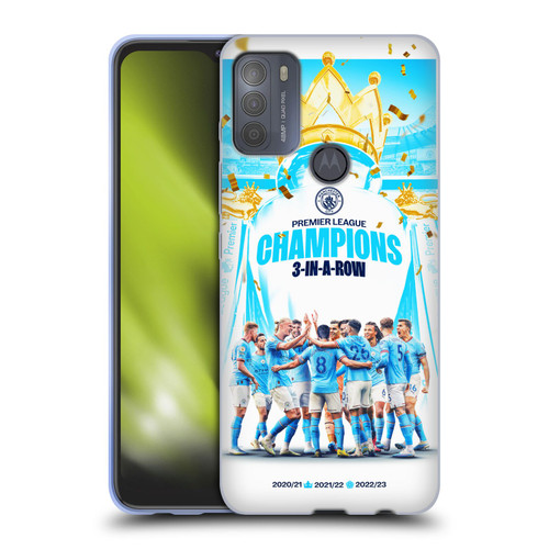 Manchester City Man City FC 2023 Champions Team Poster Soft Gel Case for Motorola Moto G50