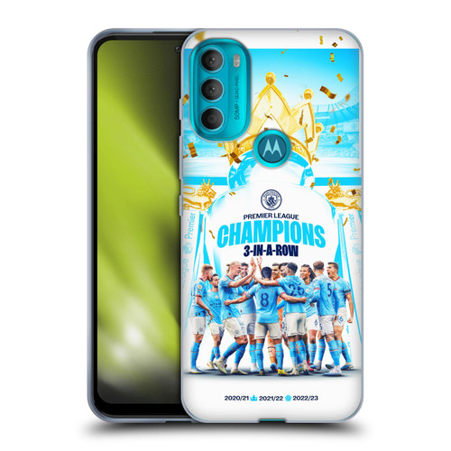 Manchester City Man City FC 2023 Champions Team Poster Soft Gel Case for Motorola Moto G71 5G
