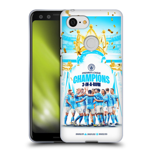 Manchester City Man City FC 2023 Champions Team Poster Soft Gel Case for Google Pixel 3