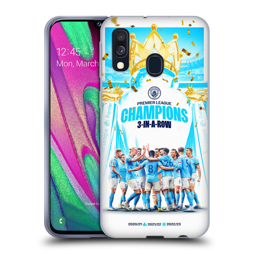 Manchester City Man City FC 2023 Champions Team Poster Soft Gel Case for Samsung Galaxy A40 (2019)