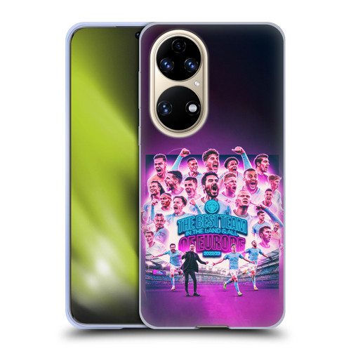 Manchester City Man City FC 2023 Champions of Europe Team Graphics Soft Gel Case for Huawei P50