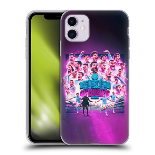 Manchester City Man City FC 2023 Champions of Europe Team Graphics Soft Gel Case for Apple iPhone 11