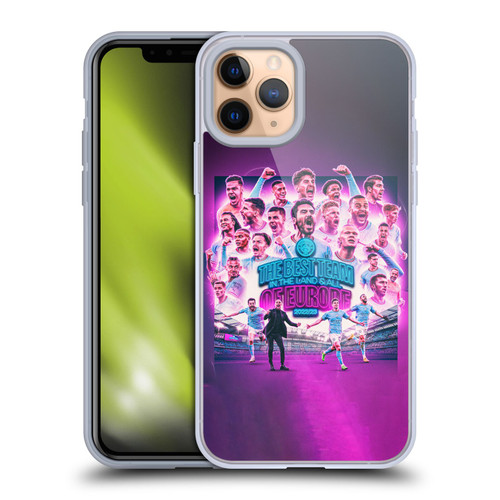 Manchester City Man City FC 2023 Champions of Europe Team Graphics Soft Gel Case for Apple iPhone 11 Pro
