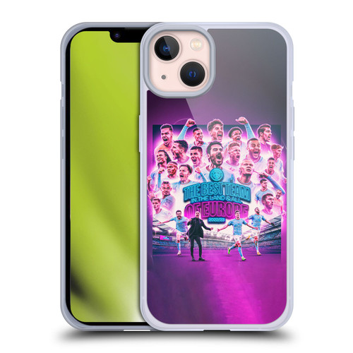 Manchester City Man City FC 2023 Champions of Europe Team Graphics Soft Gel Case for Apple iPhone 13