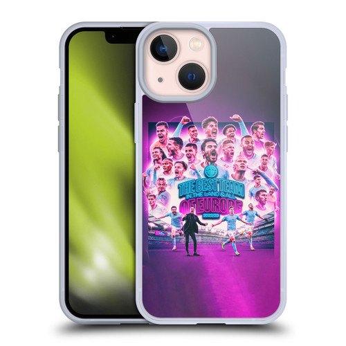 Manchester City Man City FC 2023 Champions of Europe Team Graphics Soft Gel Case for Apple iPhone 13 Mini