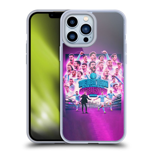 Manchester City Man City FC 2023 Champions of Europe Team Graphics Soft Gel Case for Apple iPhone 13 Pro Max