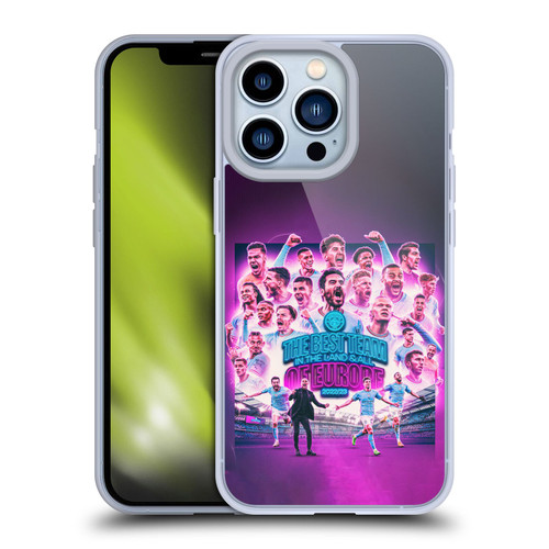 Manchester City Man City FC 2023 Champions of Europe Team Graphics Soft Gel Case for Apple iPhone 13 Pro