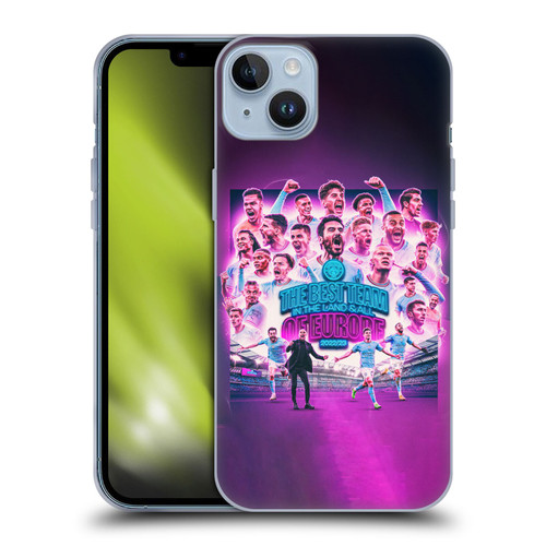 Manchester City Man City FC 2023 Champions of Europe Team Graphics Soft Gel Case for Apple iPhone 14 Plus