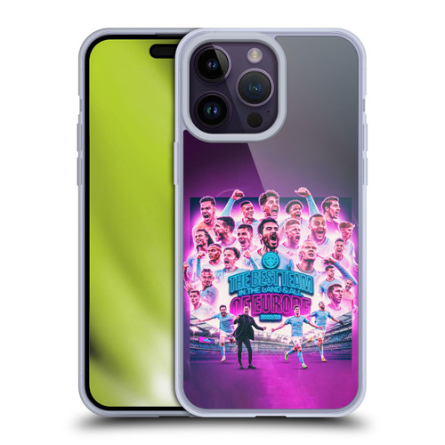 Manchester City Man City FC 2023 Champions of Europe Team Graphics Soft Gel Case for Apple iPhone 14 Pro Max