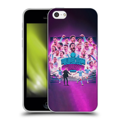 Manchester City Man City FC 2023 Champions of Europe Team Graphics Soft Gel Case for Apple iPhone 5c