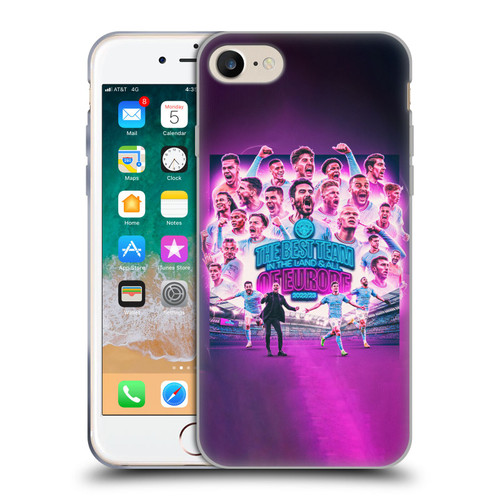 Manchester City Man City FC 2023 Champions of Europe Team Graphics Soft Gel Case for Apple iPhone 7 / 8 / SE 2020 & 2022