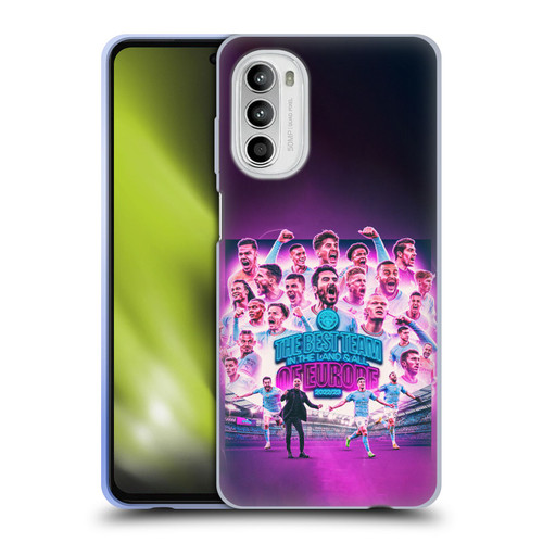 Manchester City Man City FC 2023 Champions of Europe Team Graphics Soft Gel Case for Motorola Moto G52