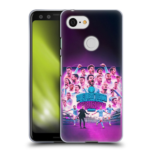 Manchester City Man City FC 2023 Champions of Europe Team Graphics Soft Gel Case for Google Pixel 3