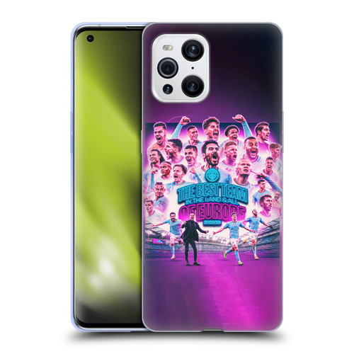 Manchester City Man City FC 2023 Champions of Europe Team Graphics Soft Gel Case for OPPO Find X3 / Pro